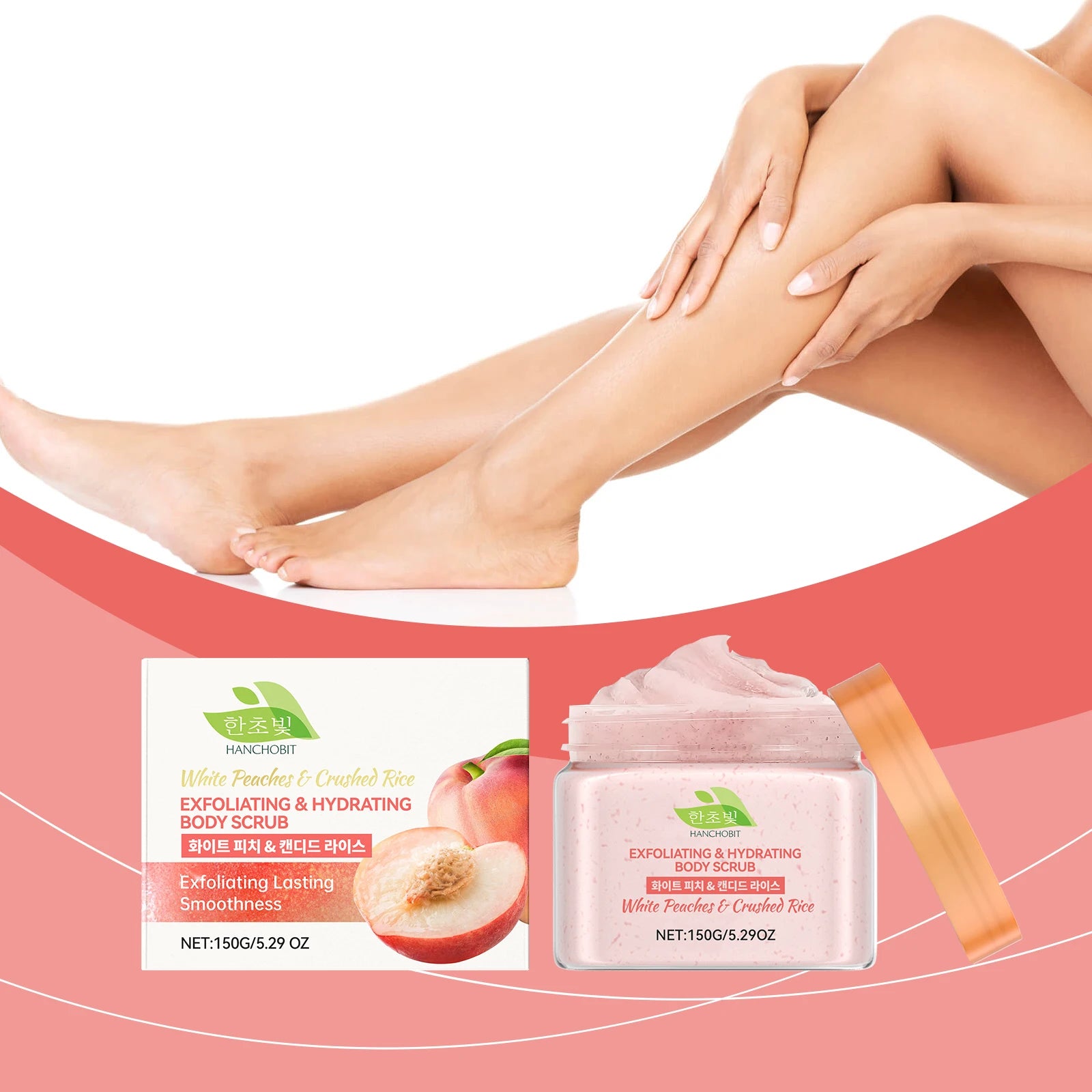 Hanchobit White Peach Rice Body Scrub – Brighten & Exfoliate Body Scrub Oasis Select