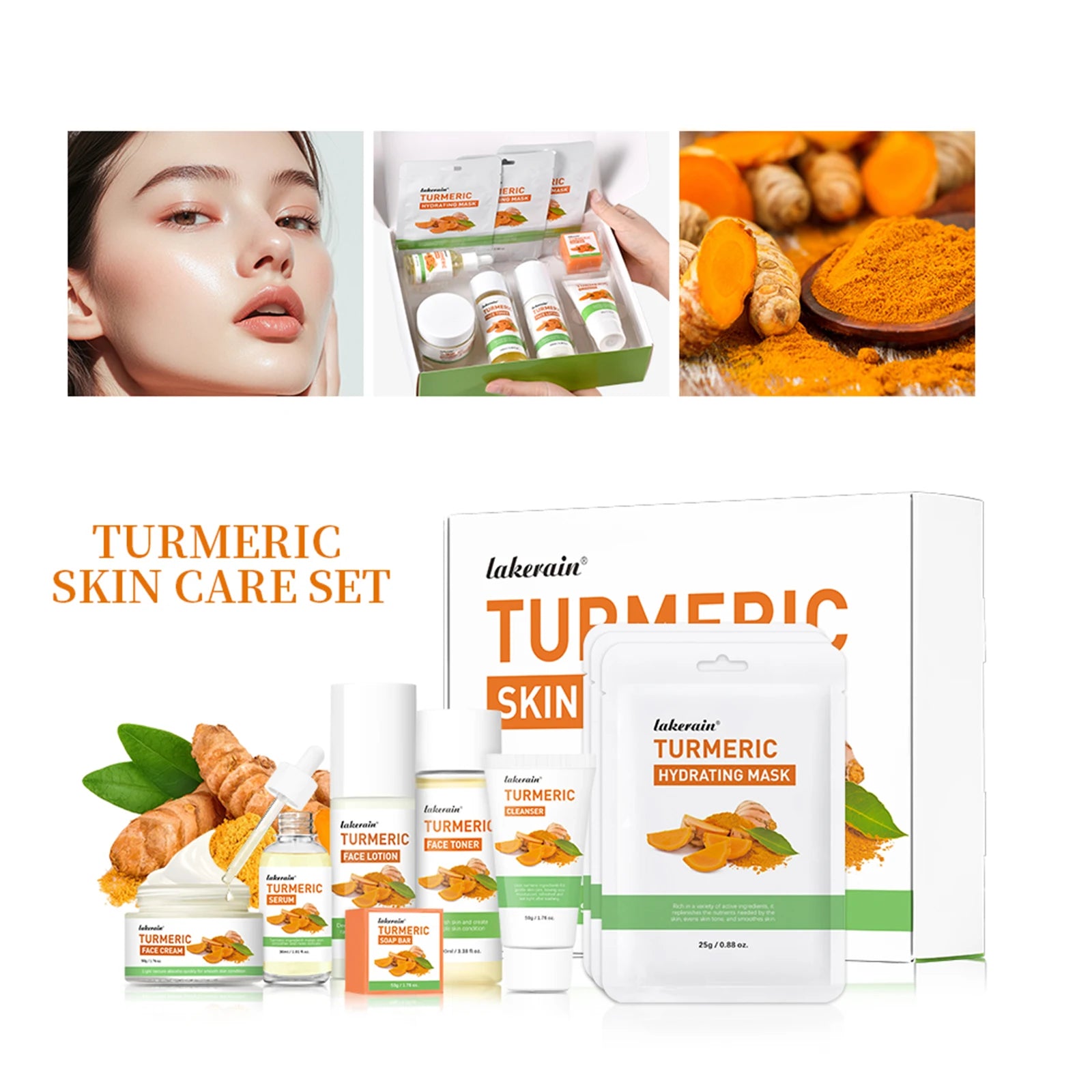 7-Piece Turmeric Skincare Set – Brighten, Cleanse & Hydrate