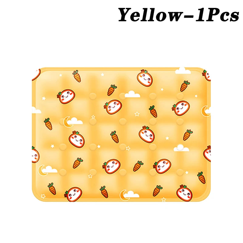 Summer Pet Cooling Mat for Dogs Cats Ice Silk Bed Pad Chill Sleeping Mat Reusable Non Toxic Non Slip for Pets Oasis Select Yellow-1Pcs 40x30cm