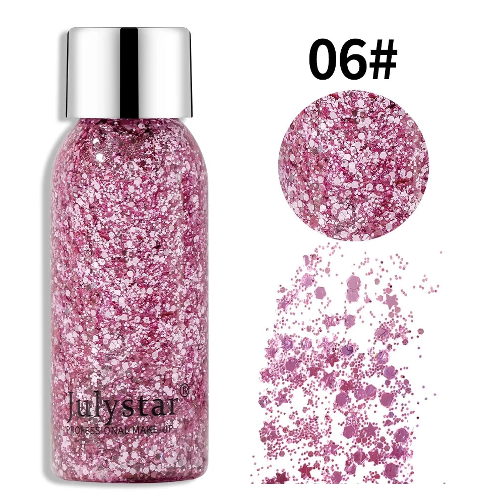 Body Glitter Sequins Gel Longlasting Liquid Face Shimmer Multicolor Eye Shadow for Party Music Festival Makeup Accessory 30ml Oasis Select 06