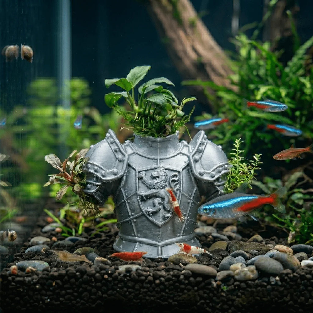 Medieval Knight Armor Aquarium Statuette Decor Retro Fish Hideout Planter for Aquatic Plants Shrimp Fish Tank Ornament Plant Pot Oasis Select