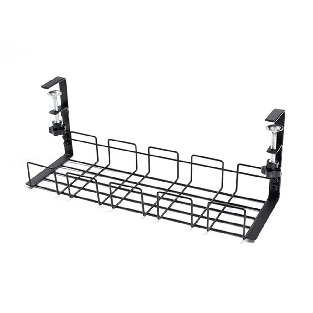 Under Table Storage Rack Metal Cable Management Tray Home Office Desk Wire Organizer No Punching Kitchen Storage Accessories Oasis Select balck