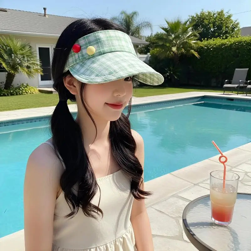 zomer pet dames Plaid Empty Top Sun Visor Hat Women uv차단 шляпа женская от солнца Gorros para el sol de mujer Adjustable Cap Oasis Select