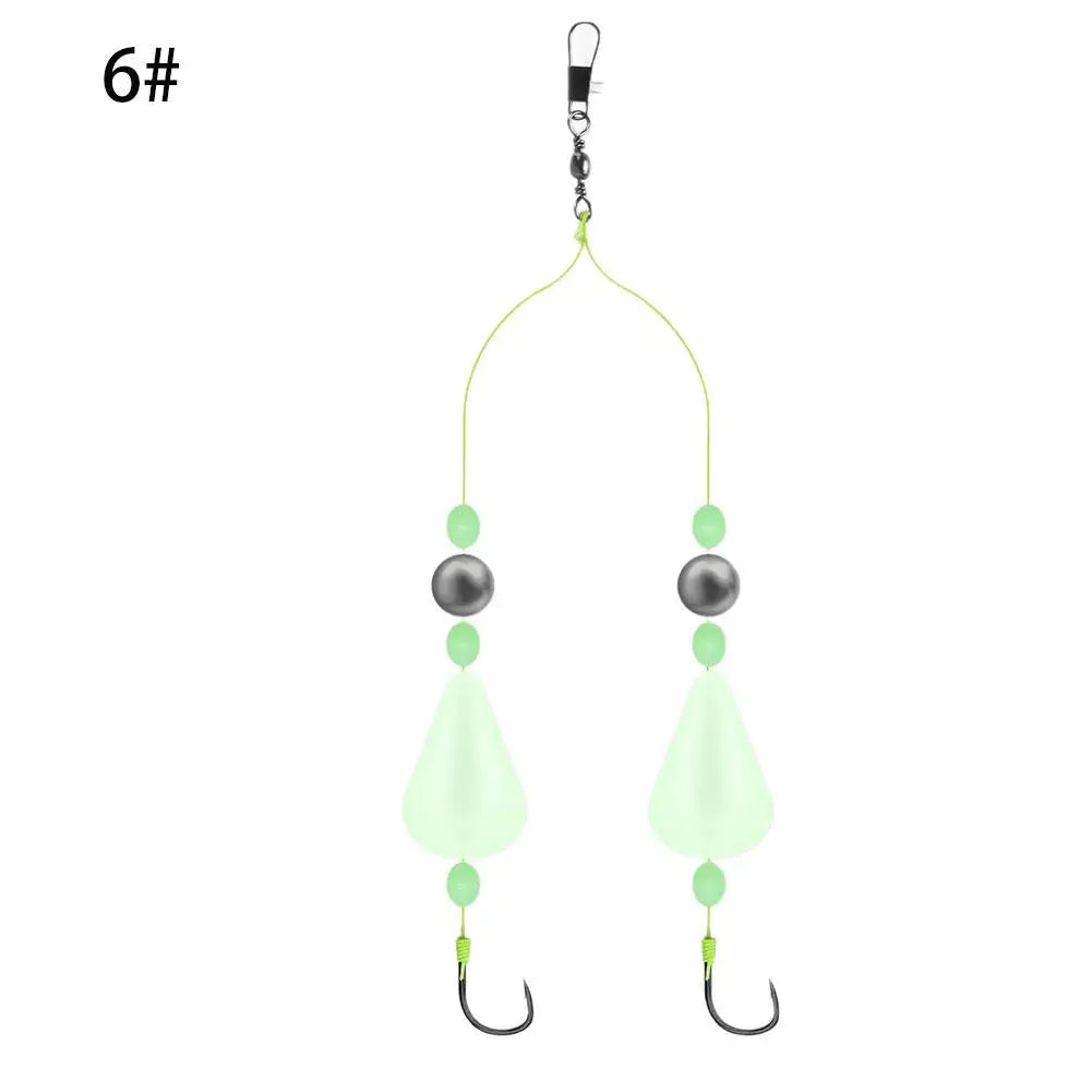 Double Hook Carp Hair Rigs – Glow Night Float, Ready Made