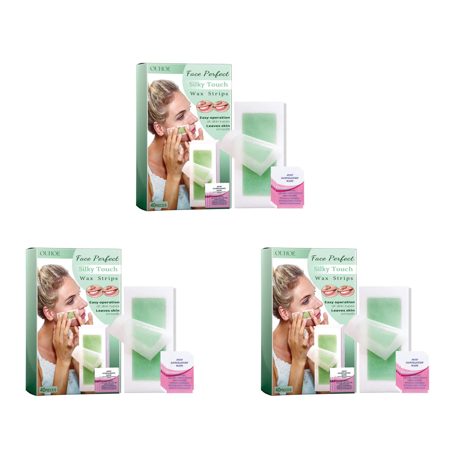 40-Pack Cold Wax Strips for Face, Legs & Body Hair Removal Depilatory Wax Strips Oasis Select 120pcs