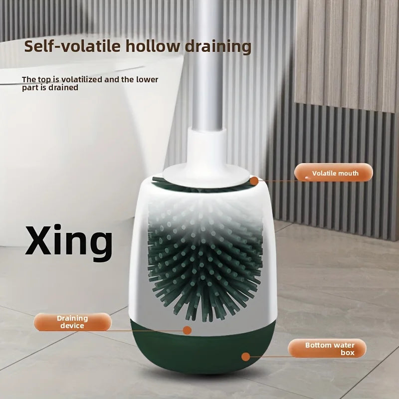 Multi-Functional Ventilated Toilet Brush Set-Wall-Mounted & Floor-Standing Brush,Durable Plastic Bristles for Bathroom Cleaning Oasis Select