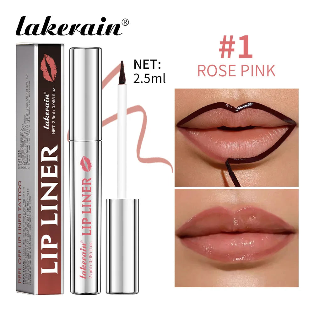 Lip Liner Pencil Peel Off Lip Stain Tattoo Long Wearing Matte Waterproof Smudge Proof Transfer Proof Lip Cosmetic For All Day Oasis Select 1Rose Pink
