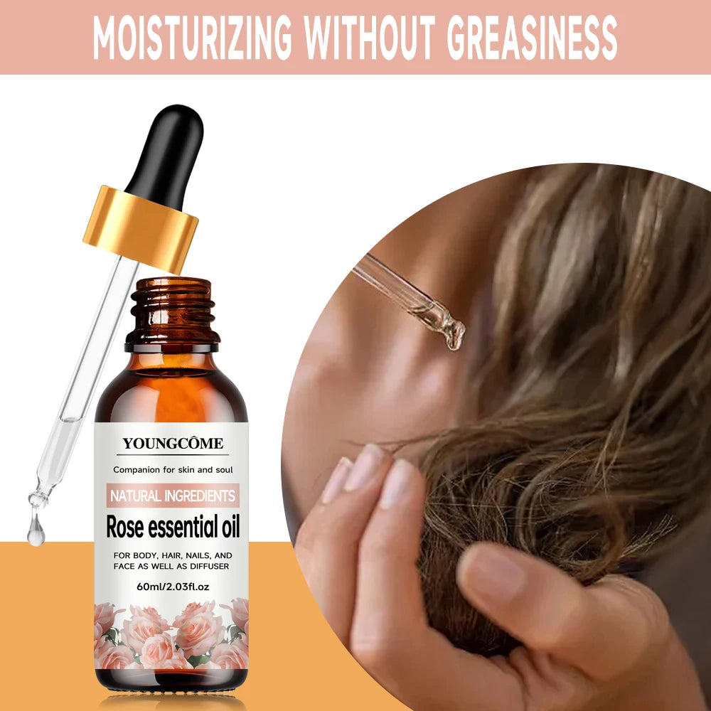 Natural Rose Essential Oil – Hair, Face & Body Moisturizer Rose Essential Oil Oasis Select