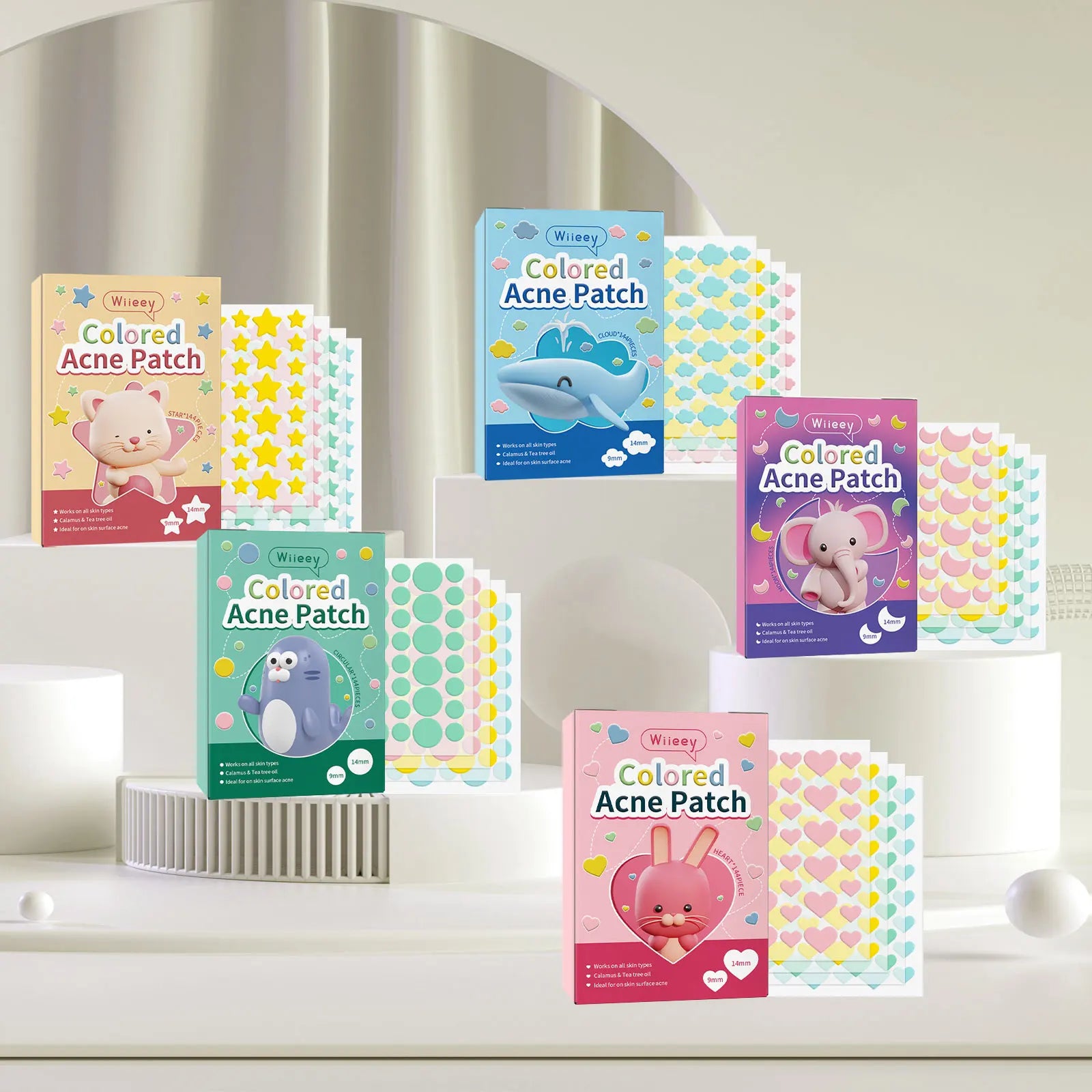 Wiieey Star Acne Patches – Colorful Pimple Stickers 144–288pc Acne Pimple Patch Oasis Select
