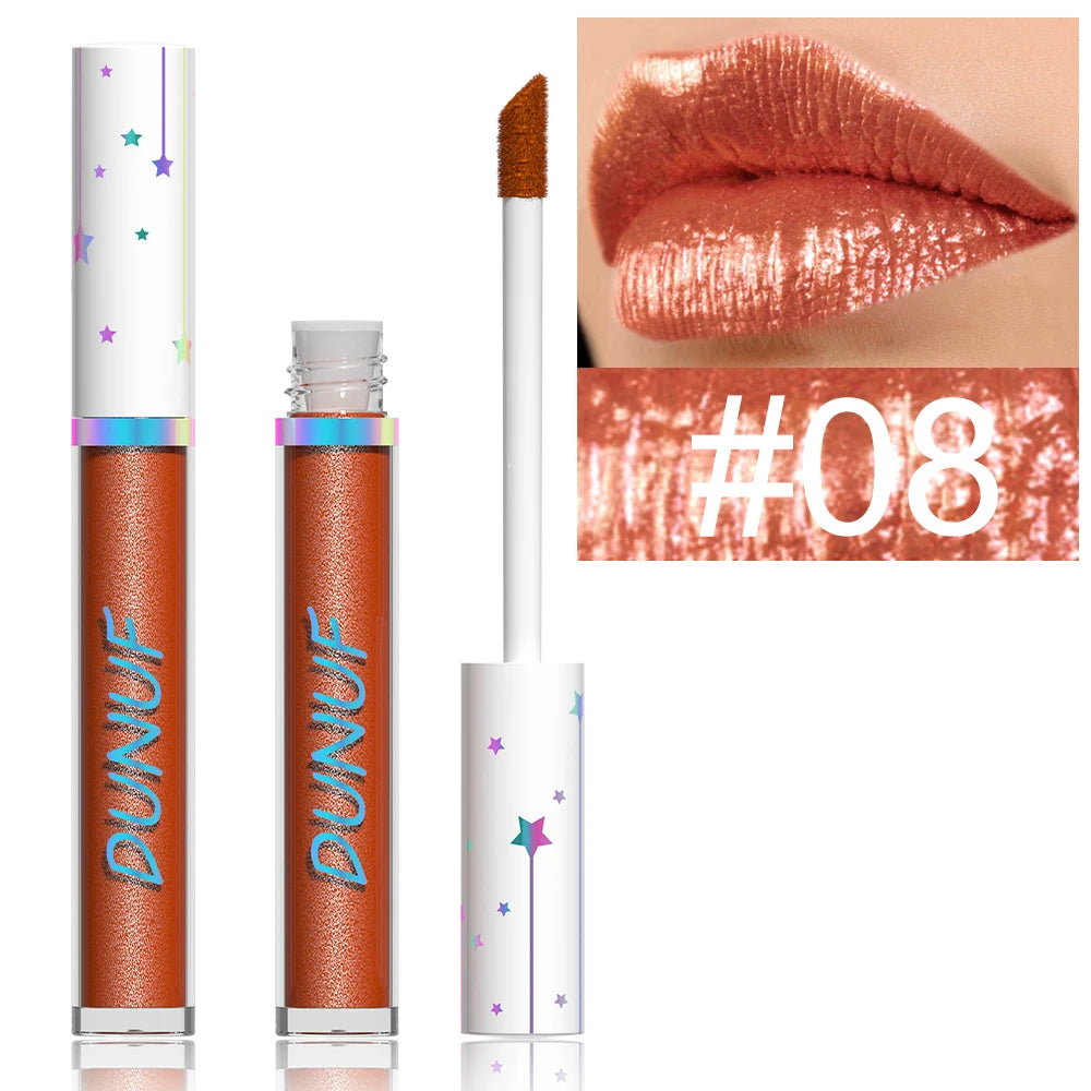 DUNUF 12 Lipstick Pearl Long-lasting Waterproof, non-bleach, non-stick cup lip gloss Oasis Select 08