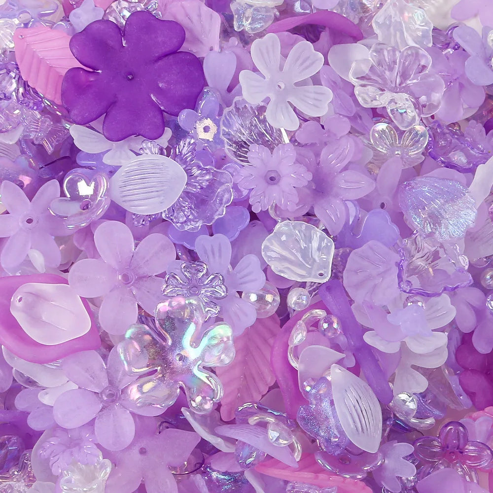 20g/100g Acrylic Assorted Beads Flower Star Butterfly Candy Acrylic Kawaii Beads for DIY Keychain Bracelets Jewelry Making DIY Oasis Select Purple 100g
