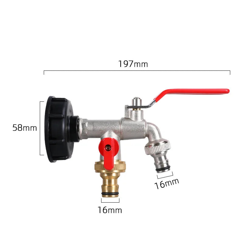 IBC Tank Tap Adapter S60*6 Coarse Thread to Brass/Alloy 16mm Quick Connect Replacement Valve Garden Home Valve Fitting Faucet Oasis Select F