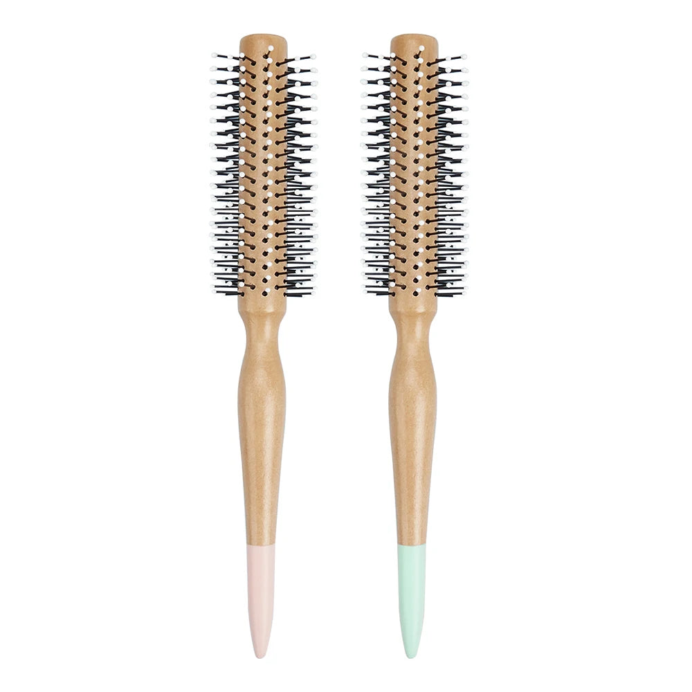 Natural Wood Round Curling Brush – Anti-Static Nylon Bristles Round Curling Brush Oasis Select