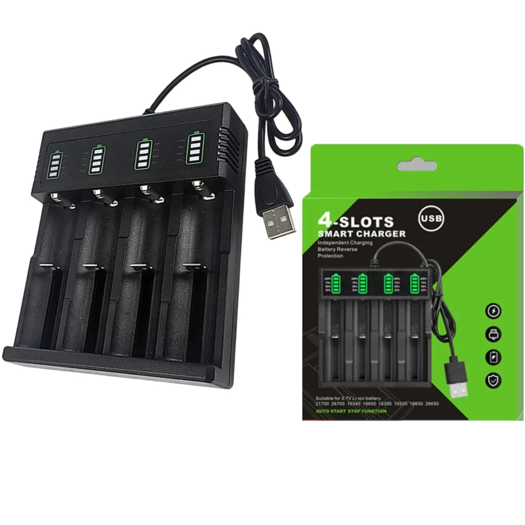 1/2/4Slot USB Smart Battery Charger For 21700 14500 18500 26650 Lithium Battery With LED Indicator Battery Charger Oasis Select 4 slot