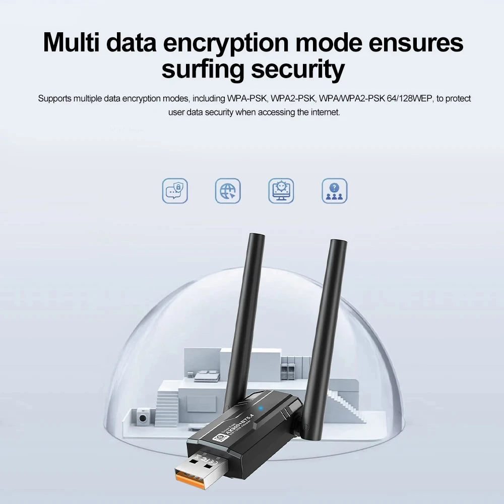 WiFi 6 AX900 Bluetooth 5.4 WiFi USB Adapter Wireless Network Card 2.4G 286Mbps & 5GHz 600Mbps Only for Win10/11 PC/Laptop Oasis Select