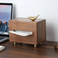 Black Walnut Tissue Box Living Room Tissue Box Copper Bird Desktop Decoration Wooden Tissue Box Oasis Select Default Title