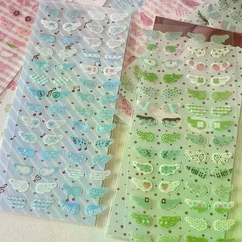 1/4Pcs Wings Love Strawberry Clover Star Sparkling Flash Film Stickers Phone Camera Vintage Scrapbooking Decoration Sticker Oasis Select