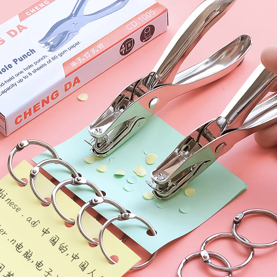 Office supplies metal hole punch manual hole punch student stationery paper card small round hole flipbook document binding Oasis Select