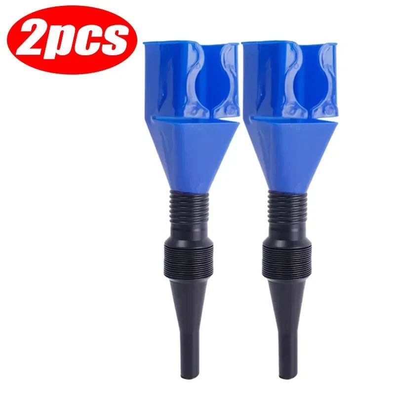 1/2/4/6pcs Blue Universal Plastic Multi-Function Wide Mouth Large Funnels Flexible Draining Tool Snap Funnel For Automotive Oil Oasis Select