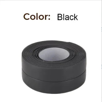 PVC Waterproof Sealing Tape Bathroom Toilet Caulk Tapes Kitchen Sink Countertop Mildew Fouling Proof Sealer Self Adhesive Strip Oasis Select black 2m 3.8MM