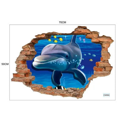 3D wall stickers simulation broken wall through wall false Windows living room children's room bedroom background space stickers Oasis Select 066 50cm x 70cm