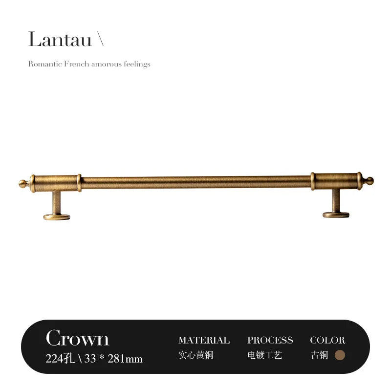 French Antique Bronze Brass Cabinet Wardrobe Door Cabinet Drawer Cabinet Furniture Retro Door Handle Household Handle Oasis Select 2pcs Bronze 224mm