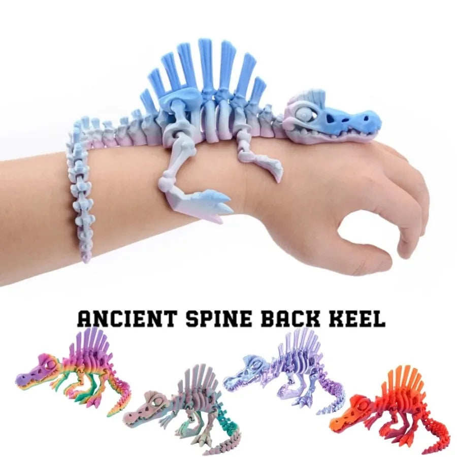 3D Printed Dinosaur Movable Echinosaurus Figurine Dragons Bone Model Desktop Craft Ornament Creative Novelty Gifts for Kids Oasis Select