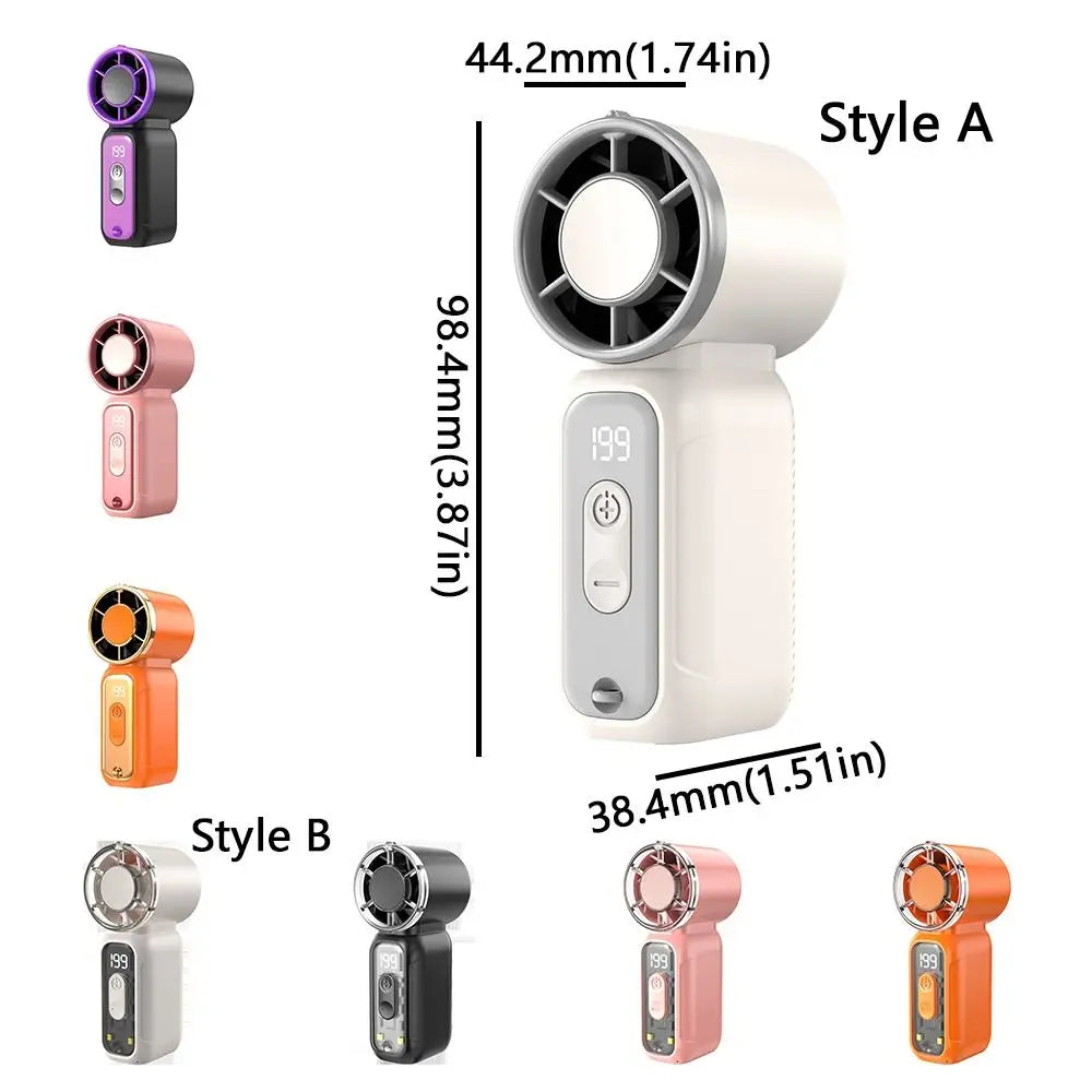 USB Rechargeable Mini Handheld Fan Ultra-Quiet Digital Display Small Electric Fan Powerful Wind Personal Cooling Fan Concert Oasis Select