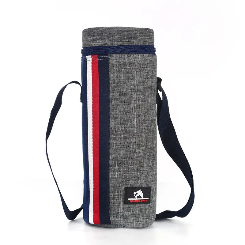 Water Bottle Tote Bag Universal Pouch Heat Preservation Insulated Cooler Bag Outdoor Traveling Camping Hiking Water Bottle Cover Oasis Select B-Gray