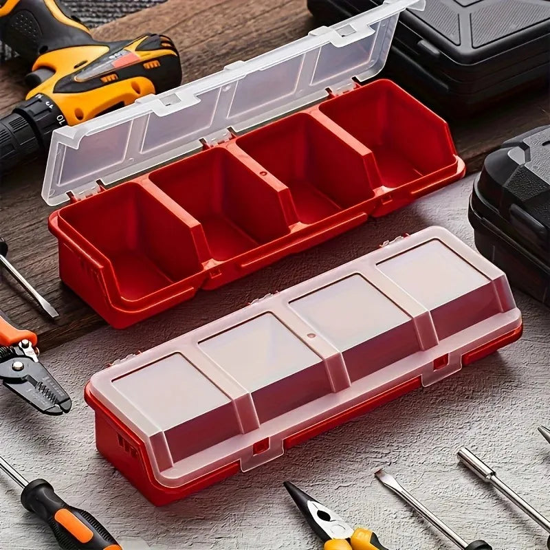 1/2Pcs Multi-Compartment Organizer Box For Screws & Small Parts - Durable Plastic Hardware And Jewelry Storage Case Oasis Select 2Pcs red
