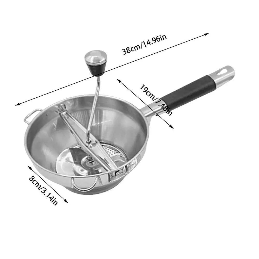 Manual potato masher food grade stainless steel potato masher multifunctional masher with 3 Replaceable Grinding Discs forTomato Oasis Select Silver