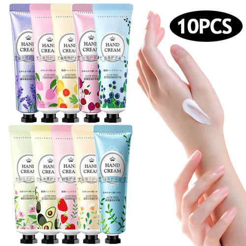 10PCS fruit floral hand cream, 10 different flavor options, moisturizing anti-crack hand cream, deeply moisturize hands Oasis Select