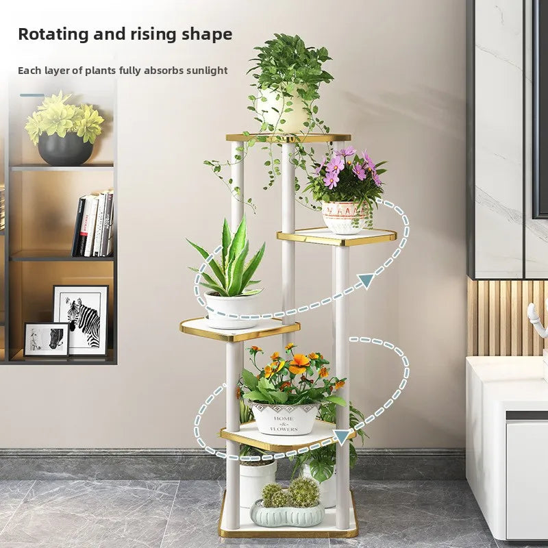 Solid wood flower rack indoor multi-layer green plant flower pot rack floor-to-ceiling flower rack Oasis Select