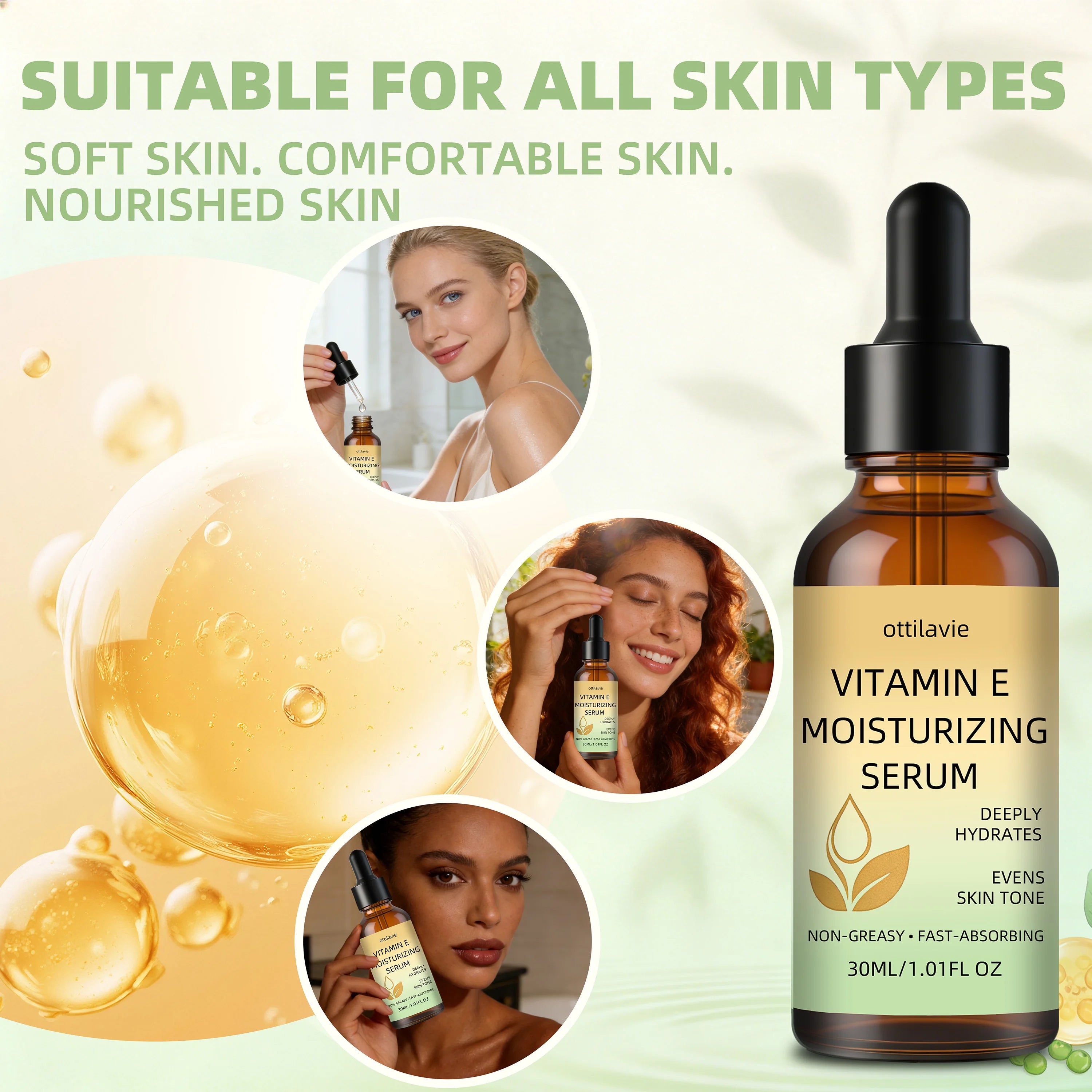 ottilavie Vitamin E Moisturizing Serum | All-Day Hydration Face Serum Oasis Select