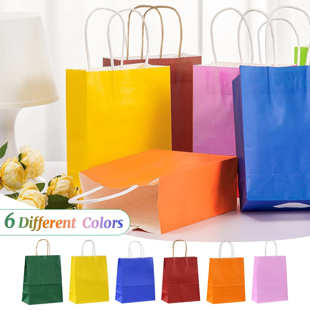 18 pcs multi-color 8.26x5.9in gift bag, craft gift bag, birthday, wedding, party christmas halloween paper bag, kraft paper bag Oasis Select