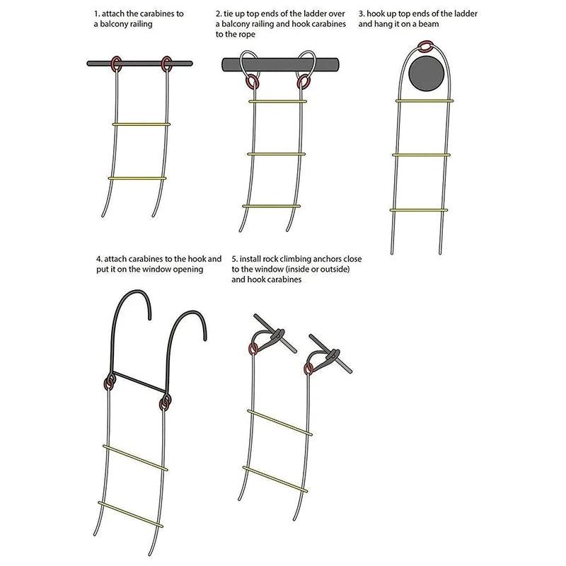 5M Flexible Ladder Rope Ladder Insulated Rock Climbing Anti-Skid Engineering Rope Ladder Rescue ladder for working at height Oasis Select