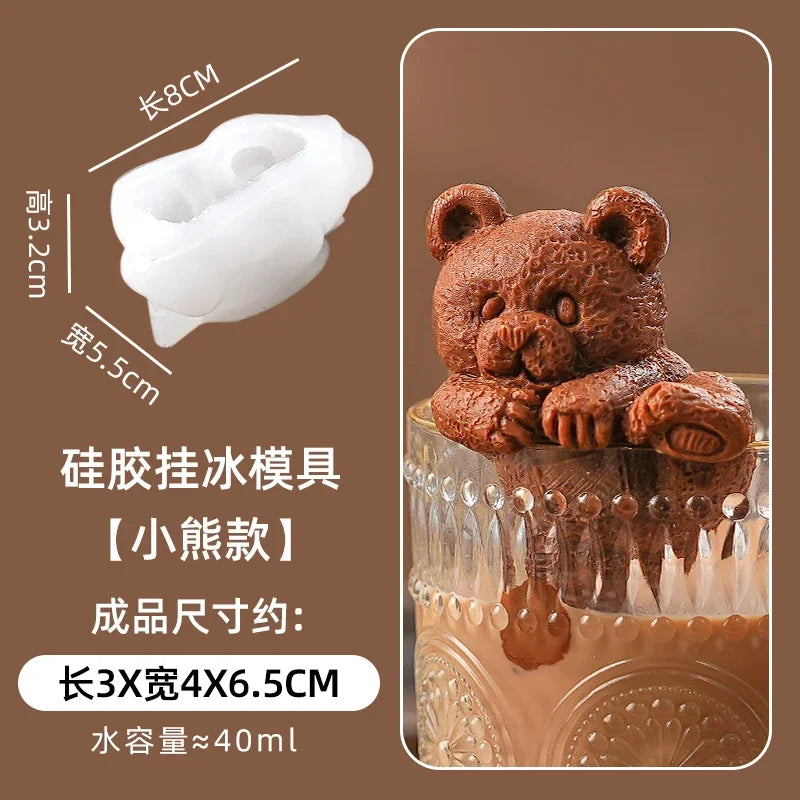 Home Lion Bear Ice Cube Mold Lion Pagoda Silicone Ice Lattice Coffee Milk Tea Refrigerator Creative Ice Grinding Tools Oasis Select F
