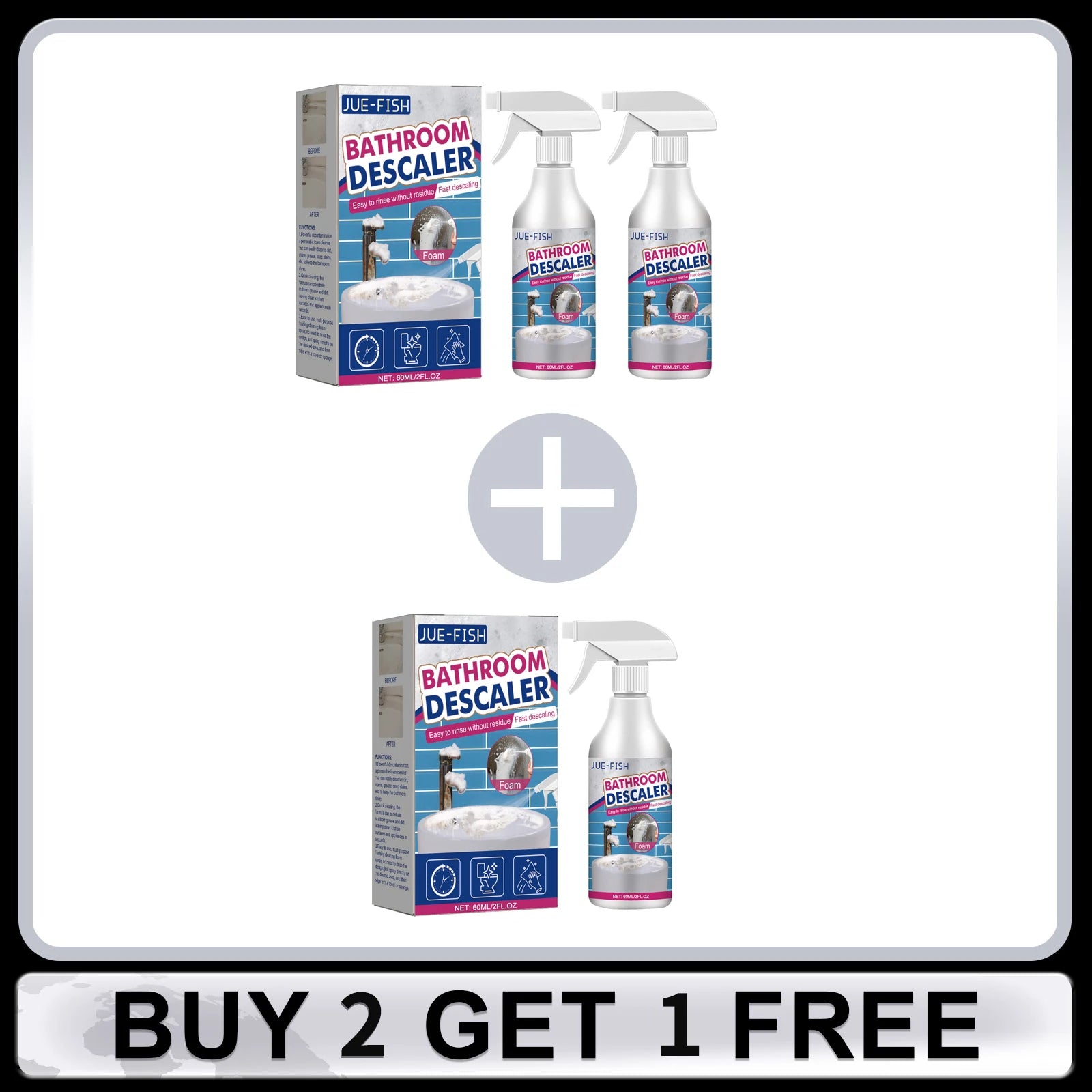 Stubborn Stains Cleaner Quickly Remove Bathroom Foam Cleaner Spray Descaling Cleaning Agent for Glass Wash Basin Stainless Steel Oasis Select Buy 2 Get 2 Free