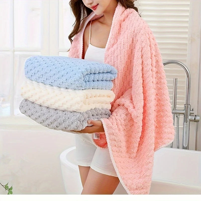 thick and big Bamboo Charcoal Coral Velvet Bath Towel For Adult Soft Absorbent Microfiber Fabric Towel Household Bathroom Towel Oasis Select