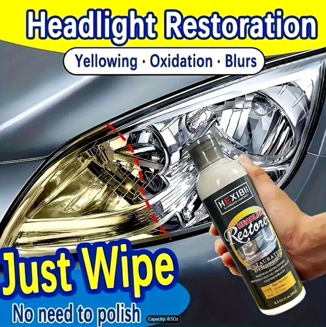 Car Headlight Repair Fluid, Restores Oxidized, Yellowed, Scratched and Hazy Car Headlights, Crystal Coating Enhancer & Refurbish Oasis Select
