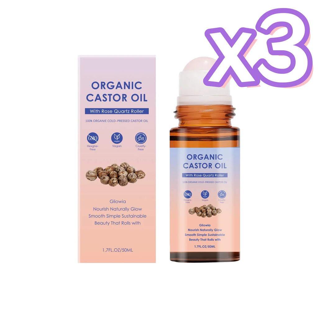 Organic Castor Oil Rose Quartz Roller Ball | 50ml Castor Oil Roller Oasis Select 50ml Boxed x 3pcs