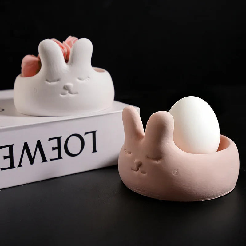Rabbit Egg Tray Mold Bunny Rabbit Plaster Mold Bunny Candle Holder Mold Cute For Egg Holding Candle Making Gifts Oasis Select