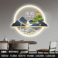 Round Greeting Pine Luminous Electronic Clock Guest Restaurant Porch Decorative Painting LED Light Hanging Wall Clock Oasis Select BG5484 83cm x 70cm plug in
