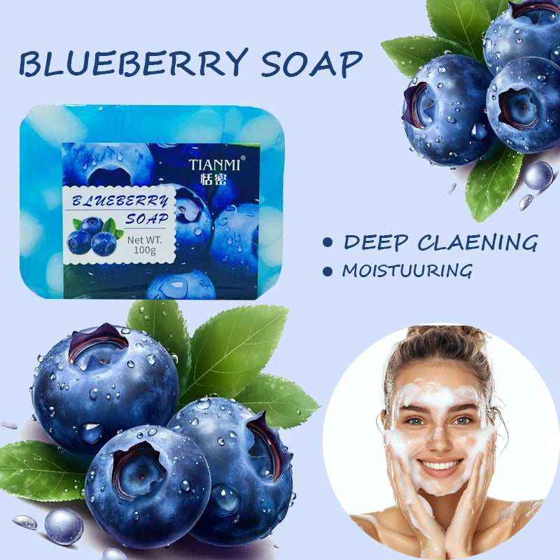 Blueberry Jelly Soap, rich in blueberry extract, deep. Clean, cleanse, bathe the whole body, moisturize and hydrate Oasis Select SET1 100G