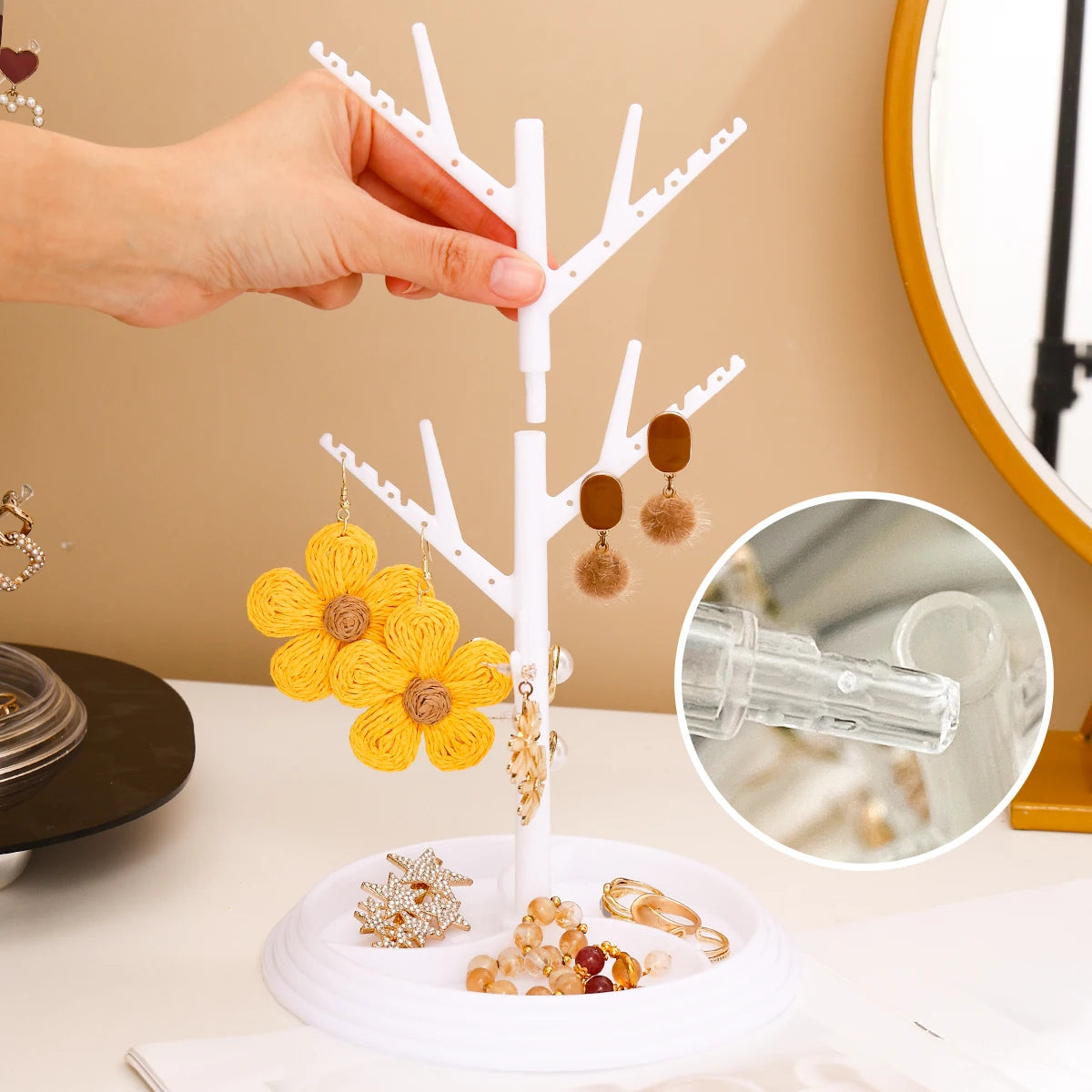 1pc detachable jewelry storage rack plastic creative tree shaped decoration hanging necklace bracelet ring earring organizer Oasis Select