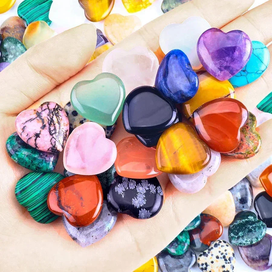 10/20/30PCS Heart Shape LOVE 20MM Natural Crystal Amethyst Agate Irregular Mineral Healing Stone Gravel Specimen Home Decoration Oasis Select