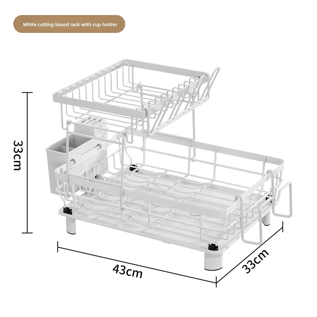 Kitchen Shelf Dishes and Dishes Storage Rack Drain Rack Household Multifunctional Dish Rack Dish and Chopsticks Storage Box Oasis Select White zhanbanjia