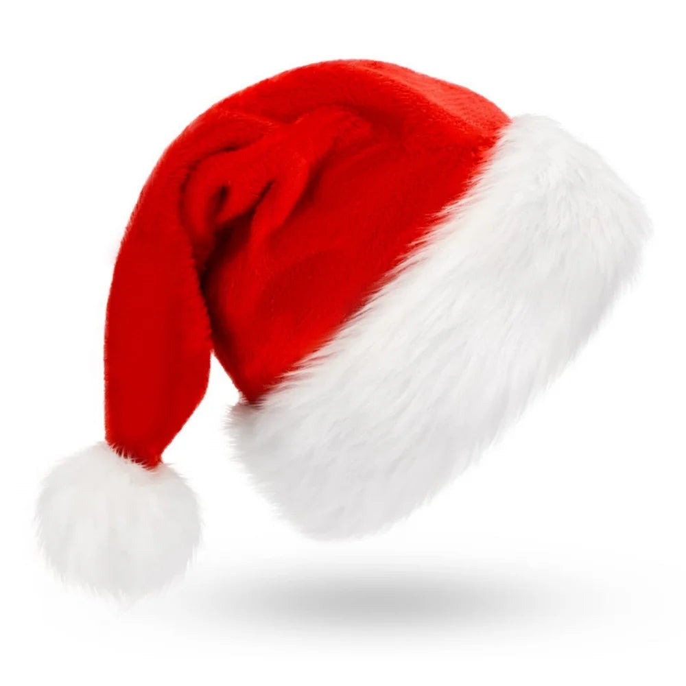 Red Fluffy Christmas Santa Hat Adult Kid Santa Hat Ornaments Xmas Home Birthday Party Near Year Festive Baby Shower Holiday Gift Oasis Select Style 1