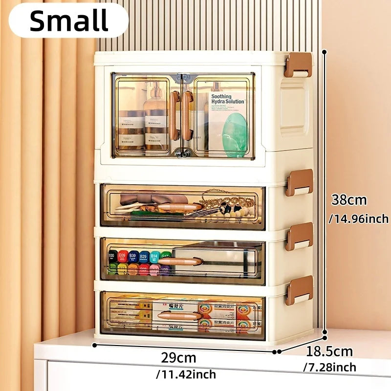 30/40cm Width, Foldable Desktop Organizer Multi-Layer Options,Cream Style Design,Perfect for Cosmetics，Stationery，Storage Box Oasis Select 30cm-1Large-3Small