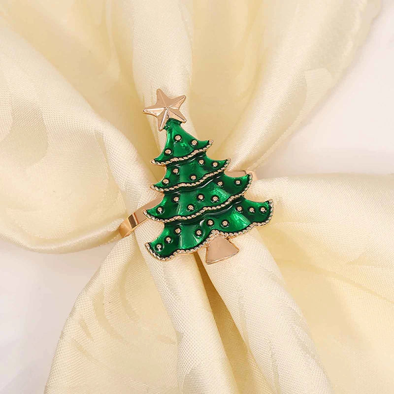Christmas Napkin Rings Set of 6 | Xmas Holiday Table Decor